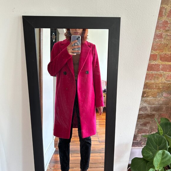 Double breasted fuchsia wool coat - Picture 2 of 7